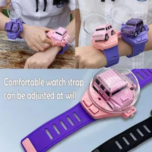 "Mini Remote Control Car Watch – USB Charging Cartoon RC Car for Kids | Small Racing Toy (Random Color)"
