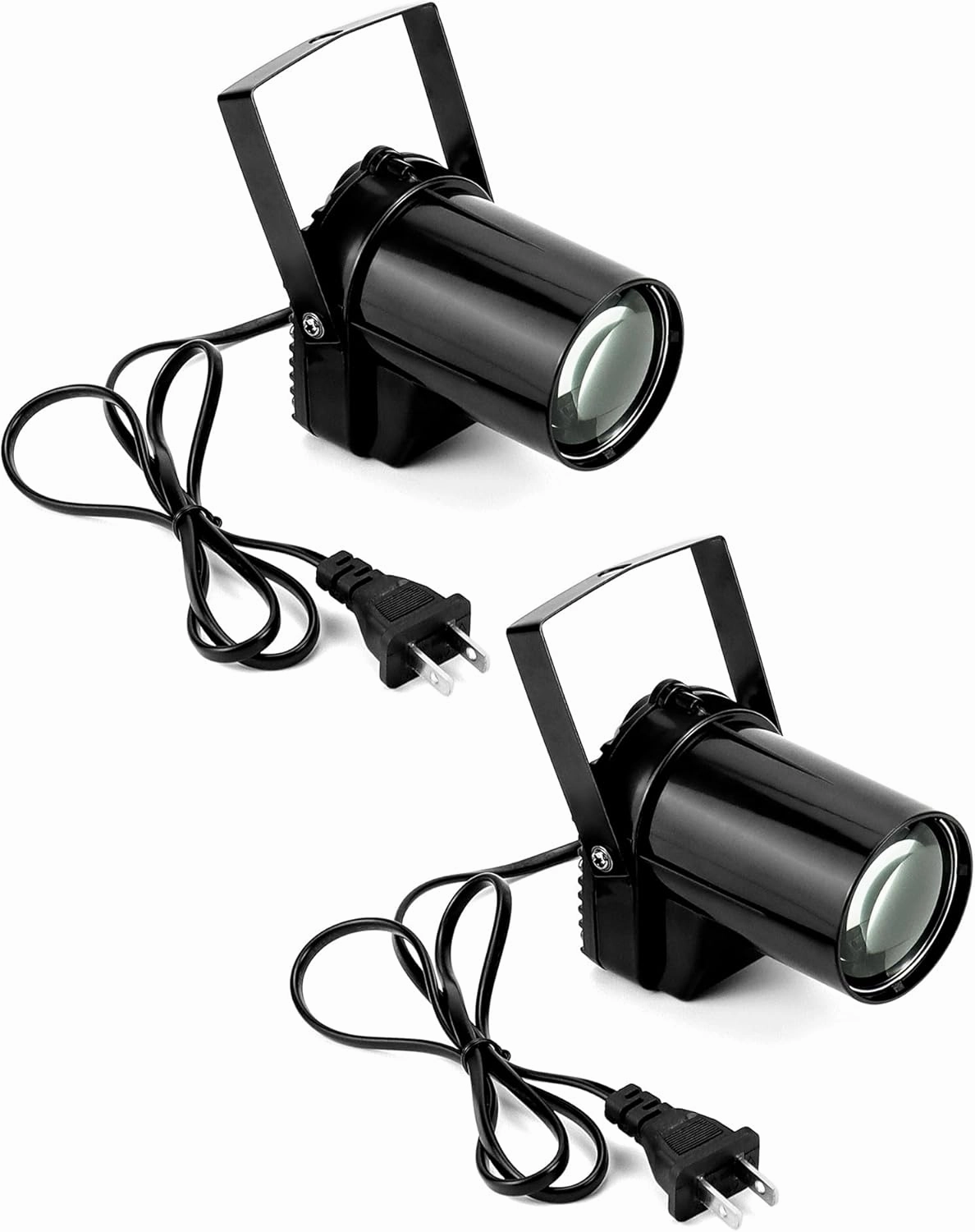 QWORK White LED Beam Pinspot Light, 2 Pack 3W LED Beam Spotlight with Lens, DJ Mirror Ball Lighting