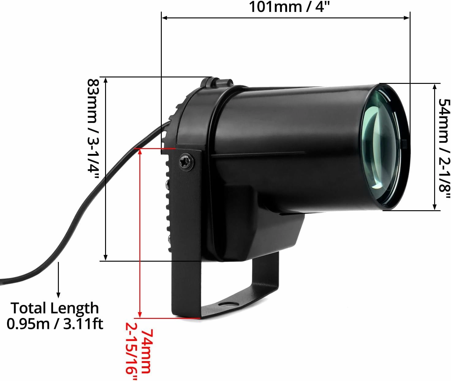 QWORK White LED Beam Pinspot Light, 2 Pack 3W LED Beam Spotlight with Lens, DJ Mirror Ball Lighting