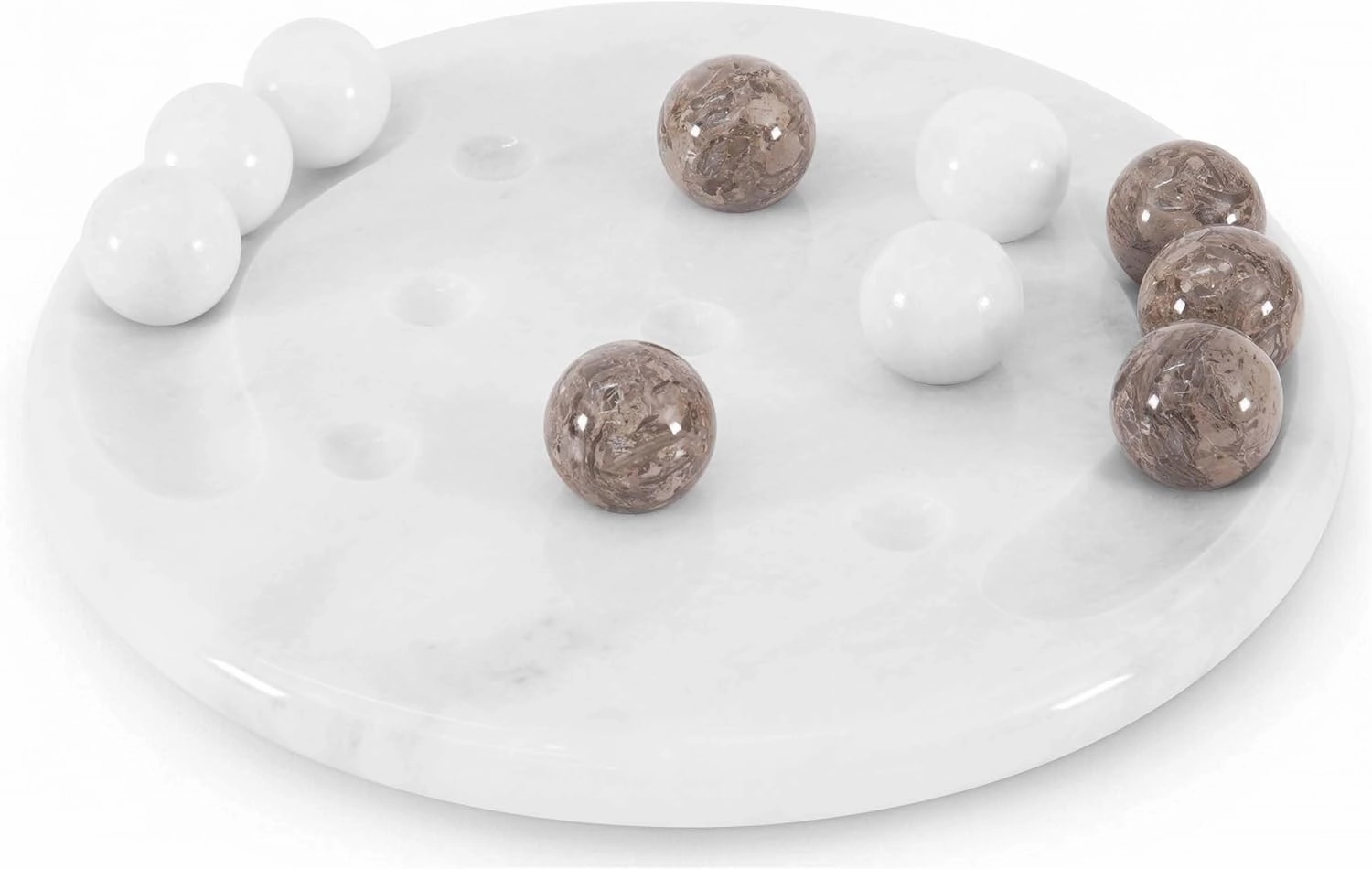 Radicaln Marble Tic Tac Toe Game 10" Inch White & Oceanic Handmade Decorative Marble Game Set Farmhouse Coffee Table Decor Ideal Family Board Games for Adults