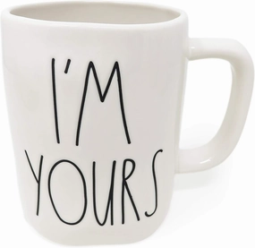 Rae Dunn By Magenta Double Sided Heart & Arrow Outline I'M YOURS Ceramic LL Coffee Tea Mug 2020 Limited Edition