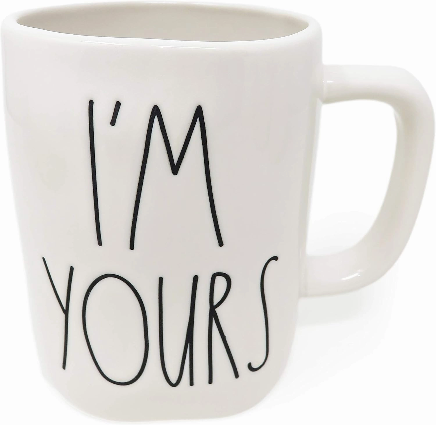 Rae Dunn By Magenta Double Sided Heart & Arrow Outline I'M YOURS Ceramic LL Coffee Tea Mug 2020 Limited Edition