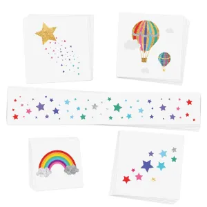 Rainbow Dreamer Variety Set includes 25 assorted premium waterproof colorful metallic kids temporary foil Fun Tats by Flash Tattoos, party favor, kids tattoo, rainbow party favor, party supplies, rainbow tattoo, shooting star