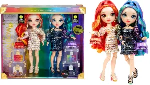 Rainbow High Special Edition Twin (2-Pack) Laurel & Holly De'Vious Fashion Dolls, Multicolor Designer Metallic Outfits, Gift for Kids and Collectors, Toys for Kids Ages 6 7 8  to 12 Years Old