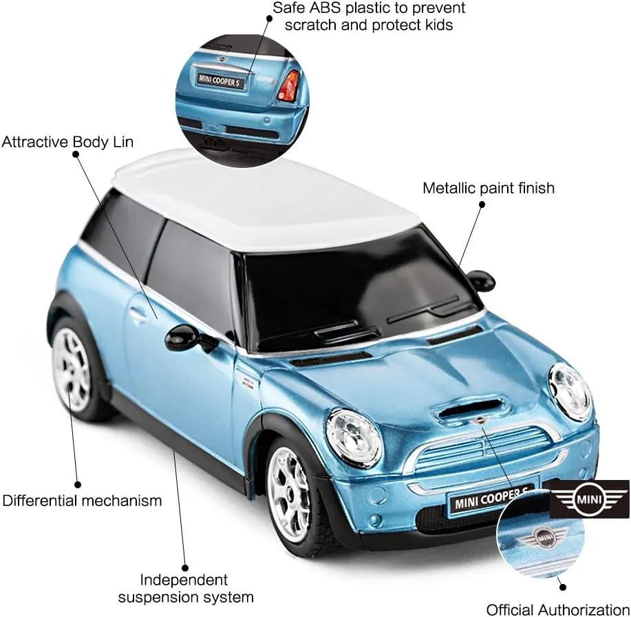 RASTAR 1:24 RC Cars Toy Mini Cooper Car for Kids Mini Cooper S Remote Control Car - Blue