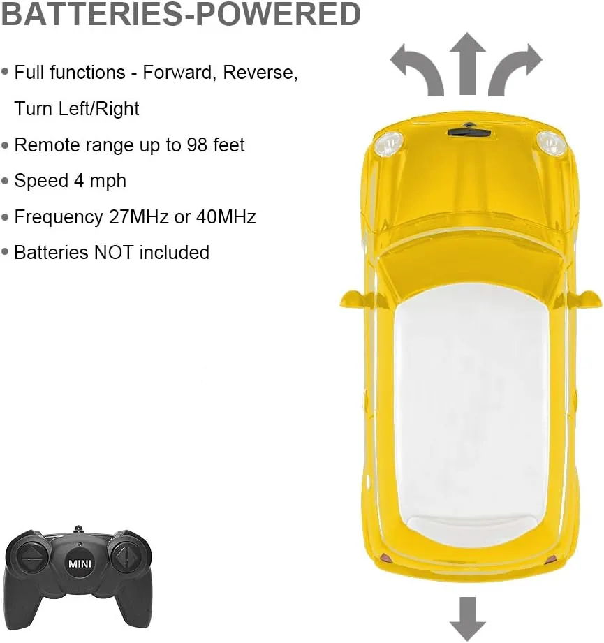 RASTAR Mini Cooper Model, 1:24 RC Cars Toy Mini Cooper Remote Control Car RC Mini Cooper Car Toy for Kids, Yellow
