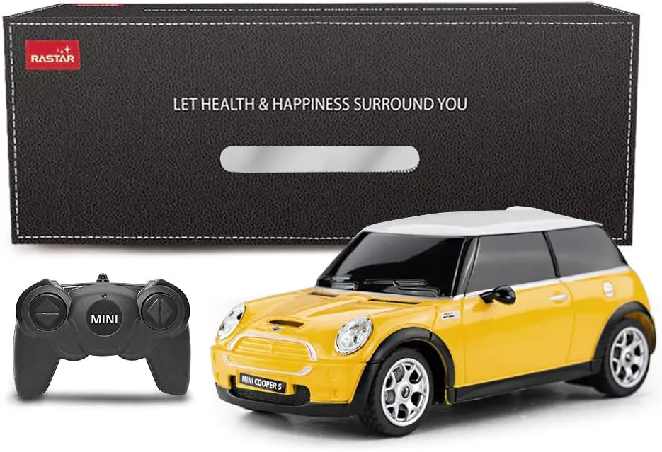 RASTAR Mini Cooper Model, 1:24 RC Cars Toy Mini Cooper Remote Control Car RC Mini Cooper Car Toy for Kids, Yellow