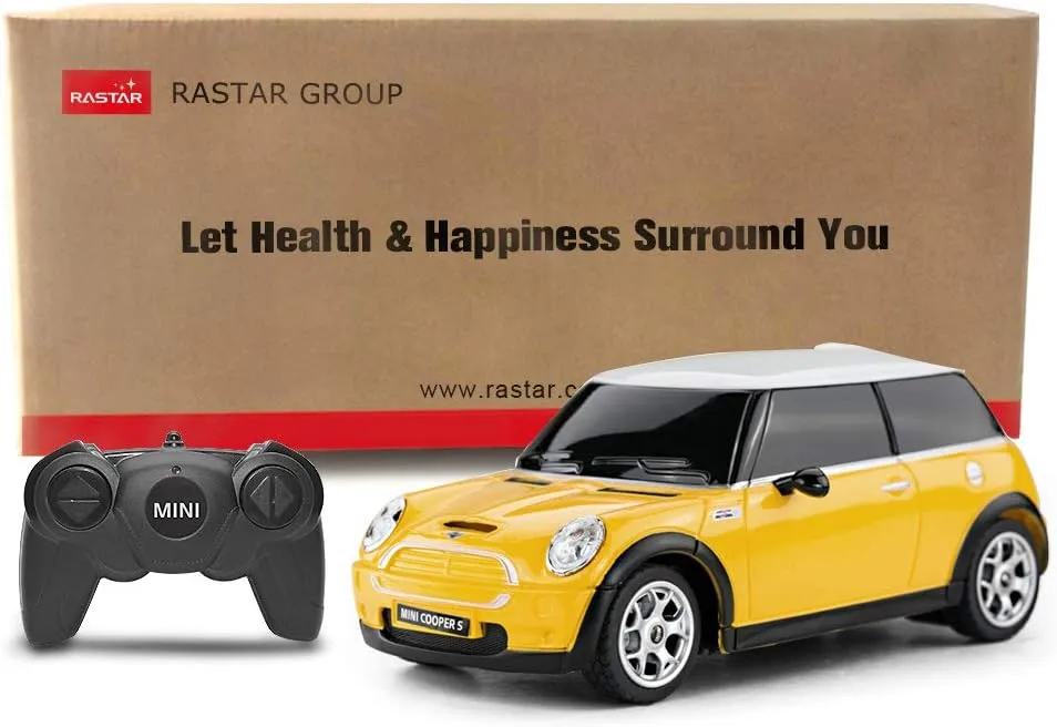 RASTAR Mini Cooper Model, 1:24 RC Cars Toy Mini Cooper Remote Control Car RC Mini Cooper Car Toy for Kids, Yellow