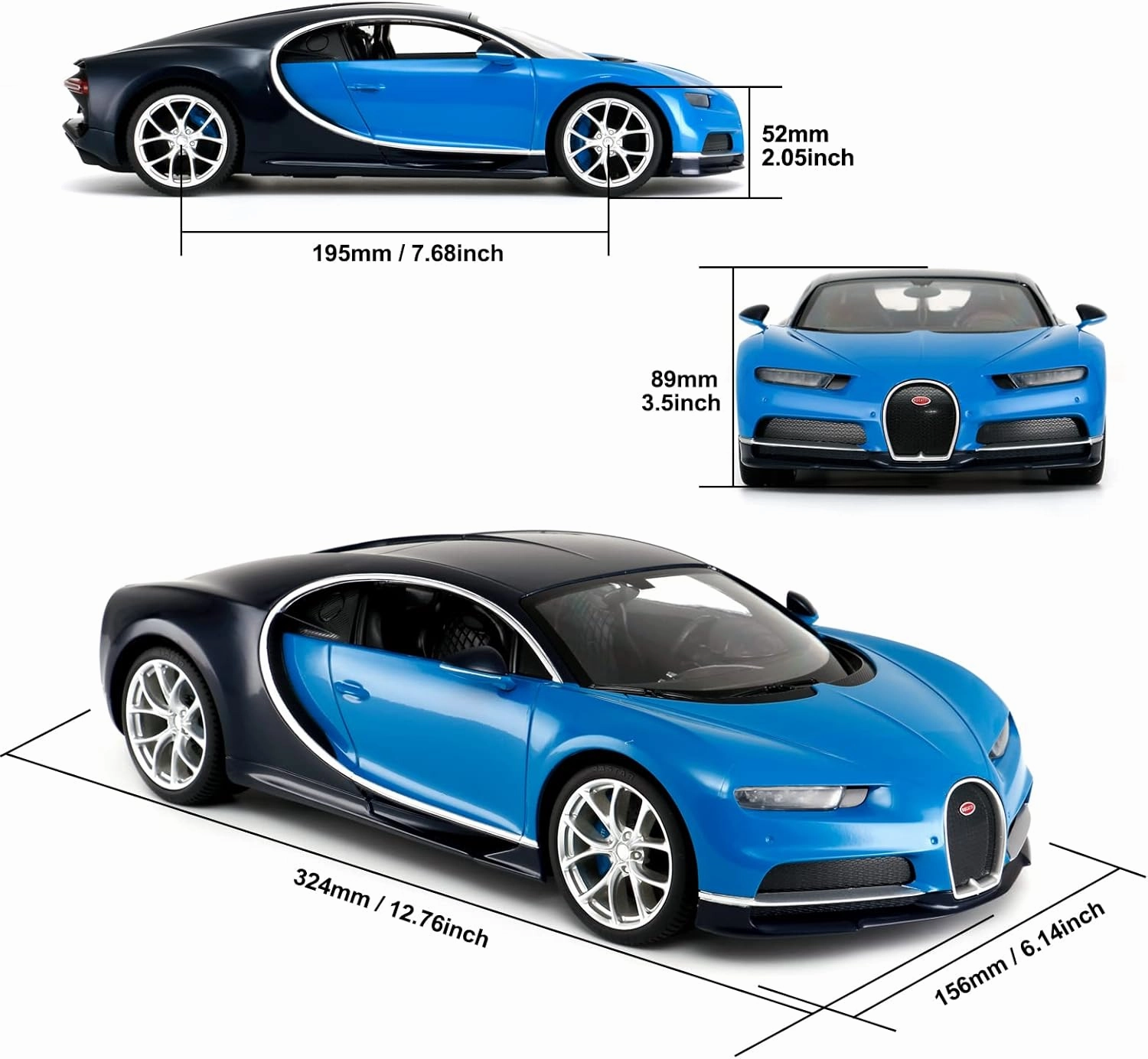 RASTAR RC Bugatti Chiron Remote Control Car, 1/14 RASTAR Bugatti Chiron RC Car - Blue
