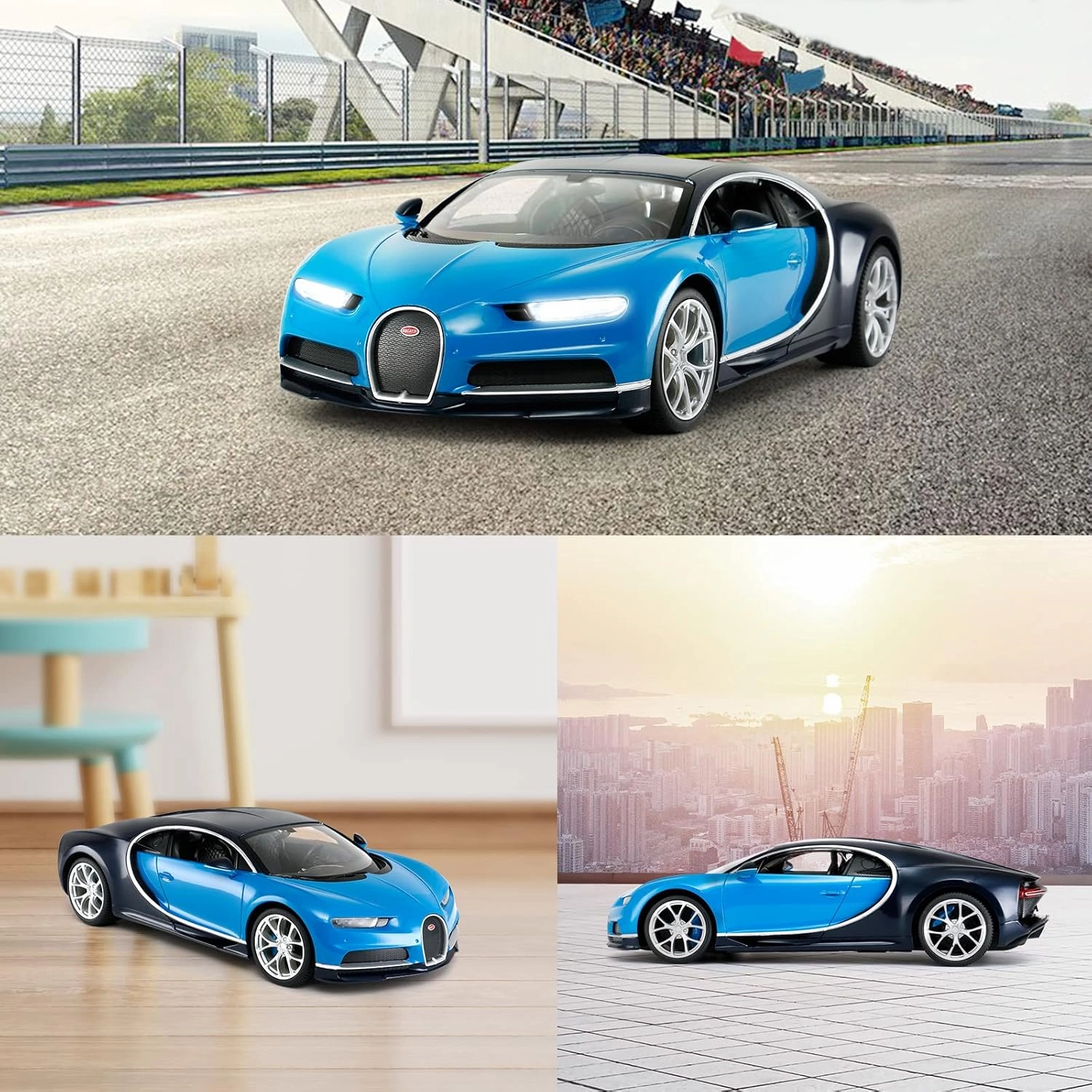 RASTAR RC Bugatti Chiron Remote Control Car, 1/14 RASTAR Bugatti Chiron RC Car - Blue