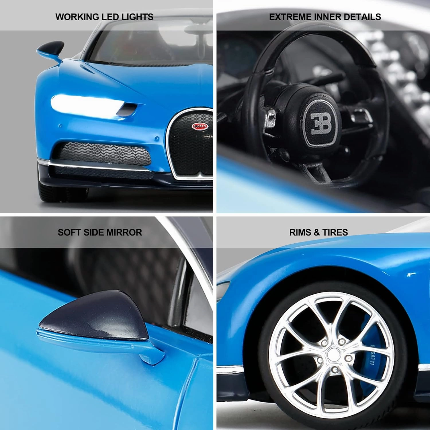 RASTAR RC Bugatti Chiron Remote Control Car, 1/14 RASTAR Bugatti Chiron RC Car - Blue