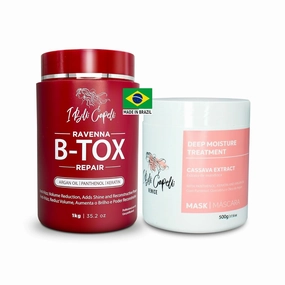 Ravenna B-tox Repair Kit - Hair Treatment & Argan Oil Mask 500g, Formaldehyde-Free, Anti-Frizz, Volume Reduction (Pack of 2)