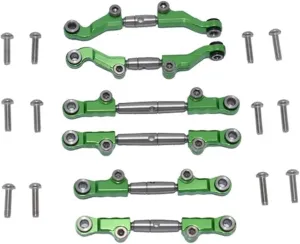 RC Car Accessories Compatible with LOSI for Mini-T 2.0 2WD for Stadium 1/18 RC Car Truck Metal Adjustable Front Rear Steering Tie Rod Link Set(Green)