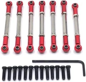RC Car Accessories Compatible with WLtoys 1/10 104001 104002 Remote Control Crawler Car Upgrade Parts Spare Parts Metal Adjustable Pull Rod(Red)