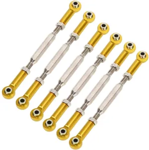 RC Car Push Rod, 88mm Aluminum Alloy Adjustable Push Rods Compatible with 1/10 RC Car , 6Pcs(Golden)