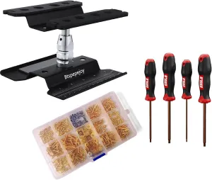 RC Car Repair Work Stand Repair Workstation with RC Screws Kits and 4 Types of Hexagonal Screwdrivers RC Tool Kits Hex Wheel Wrench for 1/8 1/10 1/12 1/16 Scale RC Cars Trucks Buggy