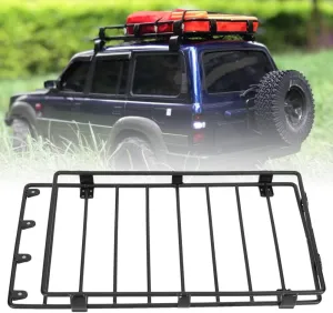 RC Car Roof Luggage Rack,Metal Roof Rack Luggage Carrier Roof Rack RC Car Accessory Fit for LC80 RC Car Model Roof Rack Accessories,Adjustable Base (Black)