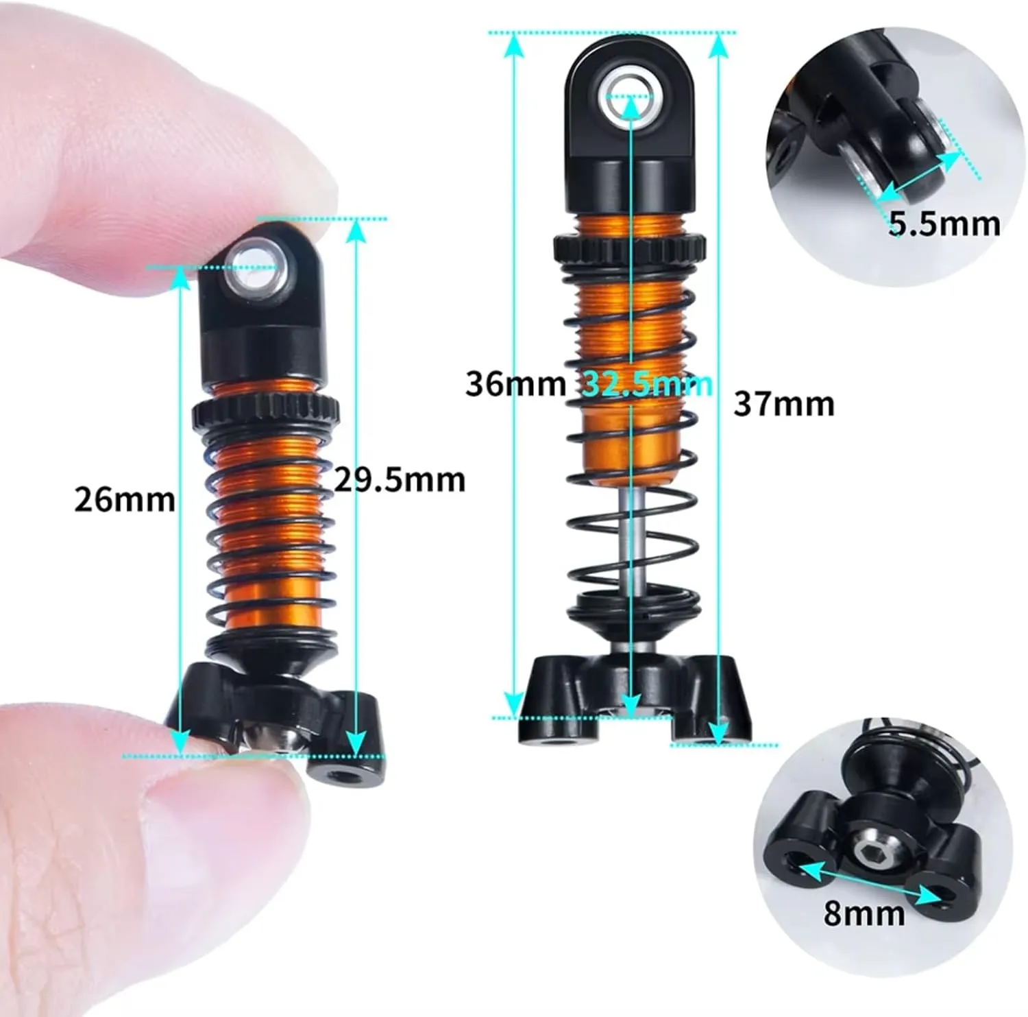 RC Car Shock Absorber Compatible With Kyosho For Jimny 1/18 For MINI-Z 4×4 For Wrangler 1/24 RC Car Parts 4Pcs 37 45mm Adjustable Shock Absorber Damper(4Pcs 37mm)