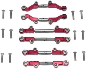 RC Car Tie Rod, 1/18 RC Car Adjustable Stainless Steel Full Set Tie Rod Replacement RC Car Tie Rod Upgrade Part for Losi-Mini-T 2.0 1/18 RC Car Accessories (Color : 1 Set Red)