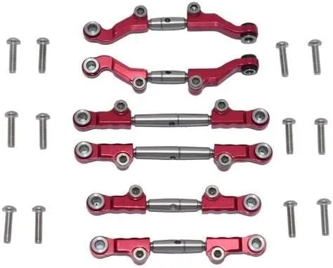 RC Car Tie Rod, 1/18 RC Car Adjustable Stainless Steel Full Set Tie Rod Replacement RC Car Tie Rod Upgrade Part for Losi-Mini-T 2.0 1/18 RC Car Accessories (Color : 1 Set Red)