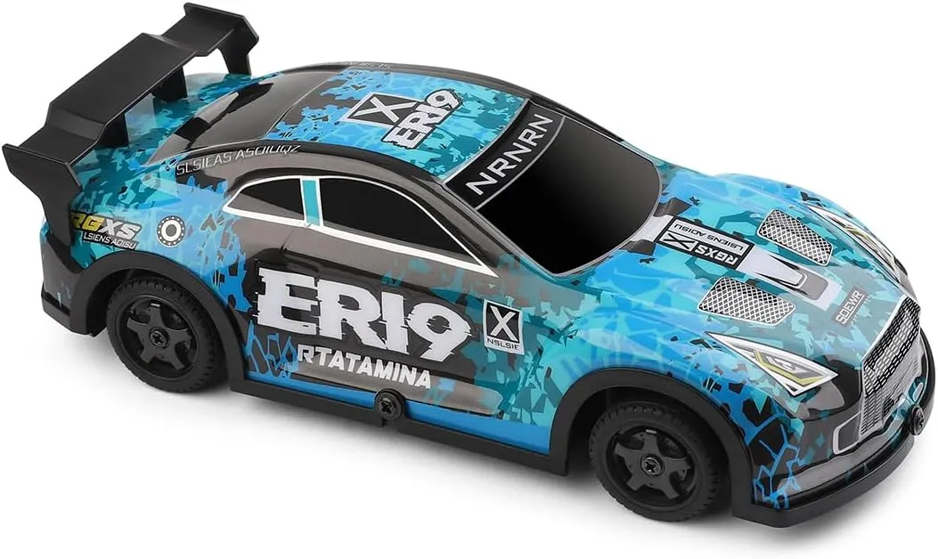 RC Drift Car, 1:22 Scale 4WD 15KM/H High-Speed Racing Sport Car with LED Lights, Mini Electric Remote Control Car Racing Car for Adults - RTR/Blue