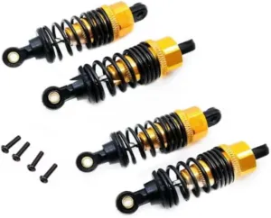 Rc Shock Absorber For Tamiya For TT02 1/10 4PCS Aluminum Alloy Shock Absorbers RC Car Parts Tracked Vehicle And Accessories Upgrade, Replacement And Use(Yellow)