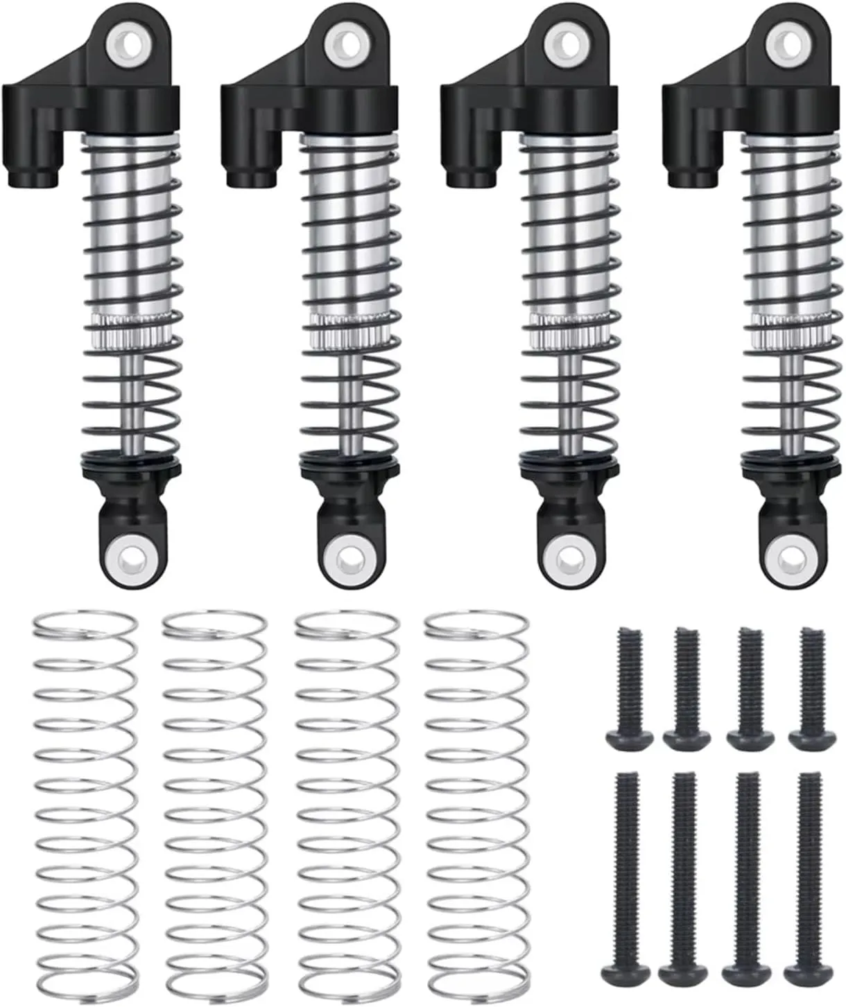 Rc Shock Absorber For TRX-4M For Bronco For Defender 1/18 4Pcs Aluminum Alloy 51mm Oil Shock Absorber Damper RC Crawler Car Model Upgrade Parts Replacement And Use(Black)