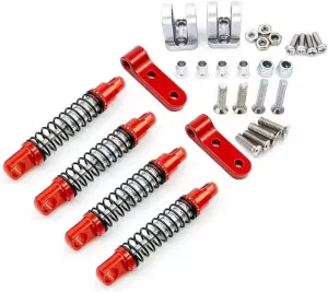 Rc Shock Absorber For WPL D12 D42 Rear Axle Metal Front Shock Absorber Rc Car Tracked Vehicle Off-road Vehicle Parts And Accessories Upgrade Replacement Use(Red)
