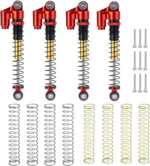 Rc Shock Absorber For Wrangler For Gladiator For Bronco For Axial For SCX24 For Deadbolt C10 1/24 43mm Metal Alloy Shock Absorbers Damper RC Car Upgrade Parts(Red)