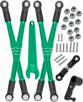 RC 7075 Aluminum Turnbuckles Camber Links Toe Link Upgrades Part for 1/8 Kraton 6S BLX,Notorious 6S V5,Outcast 6S BLX,1/7 Fireteam Big Rock,with 25T Servo Saver Arm Hops Up.(Green)