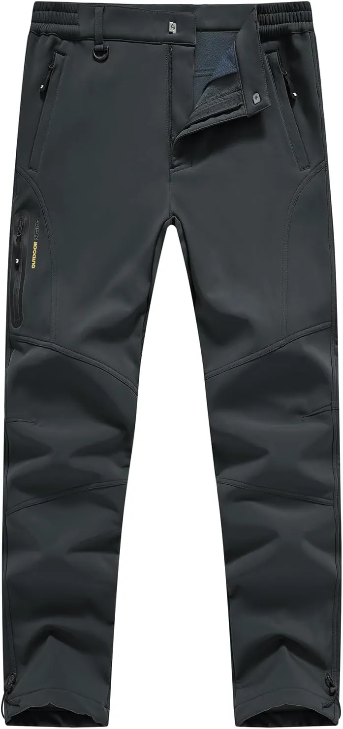 Rdruko Men's Snow Pants Waterproof Insulated Winter Hiking Pants Snowboard Fleece Lined Softshell Ski Pants
