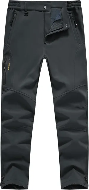 Rdruko Men's Snow Pants Waterproof Insulated Winter Hiking Pants Snowboard Fleece Lined Softshell Ski Pants