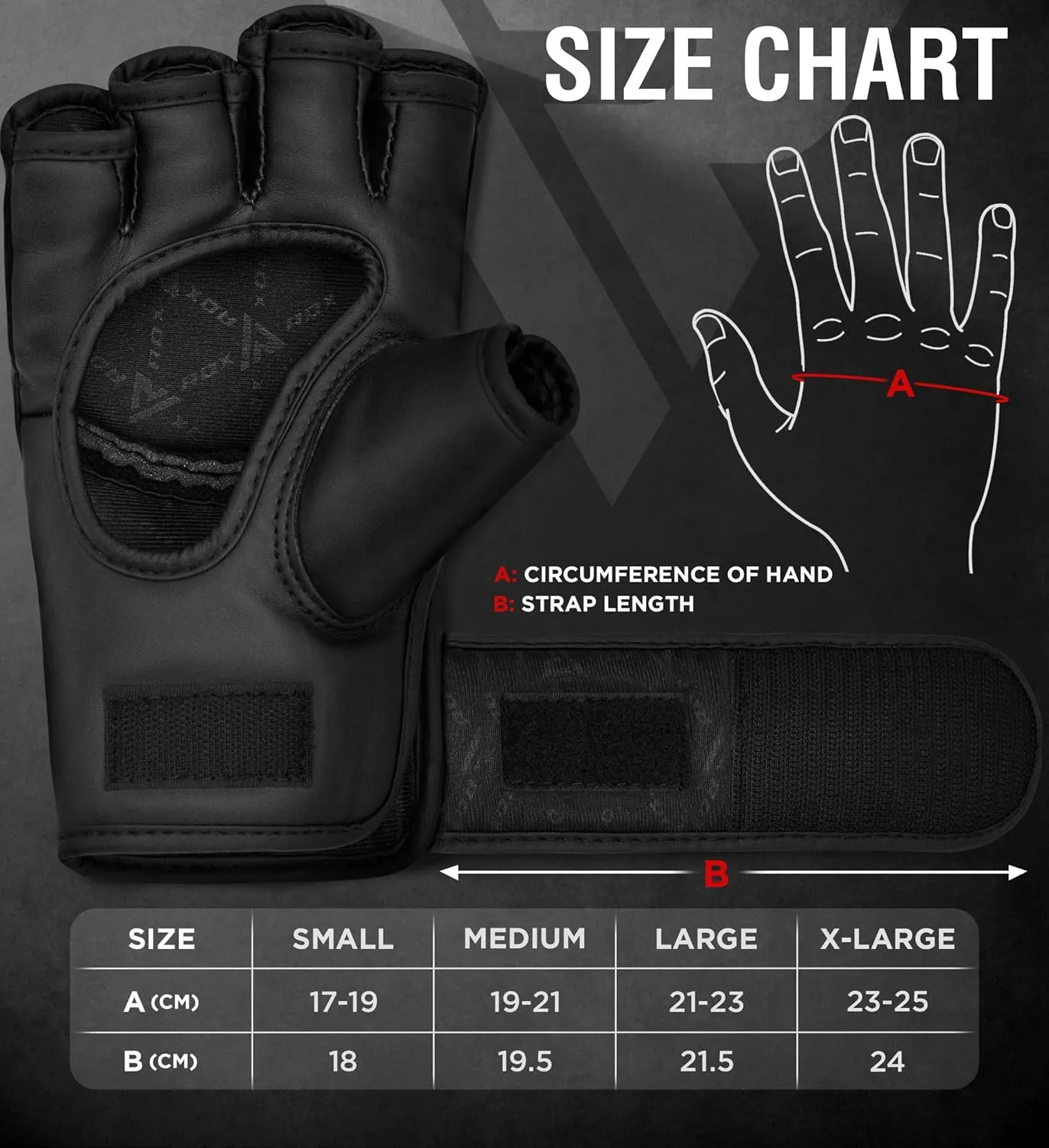 RDX MMA Gloves Grappling Sparring, Maya Hide Leather, Boxing Gloves Men Women Muay Thai Martial Arts Training, Half Finger Adjustable Mitts Wrist Support Kickboxing Cage Fighting Punching Bag Workout