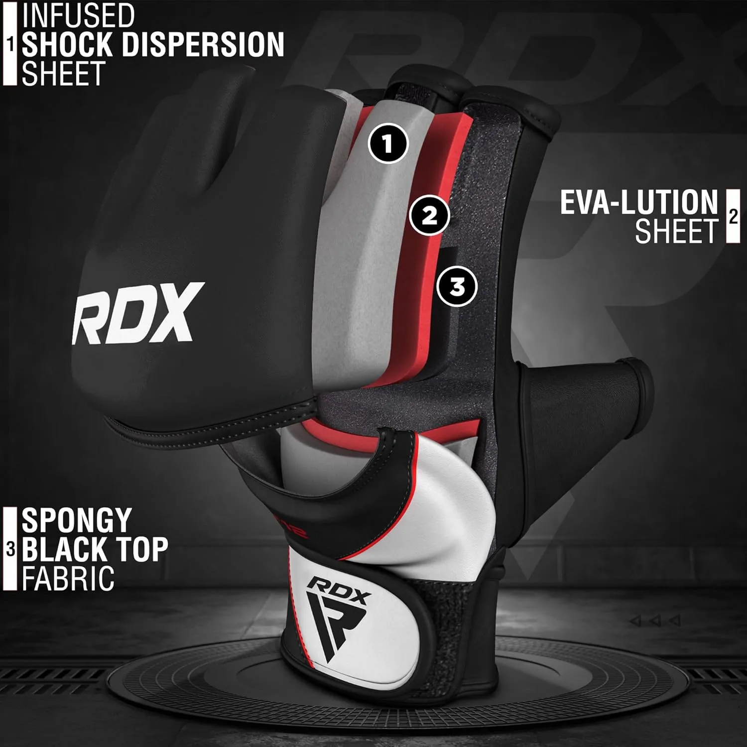 RDX MMA Gloves Grappling Sparring, Maya Hide Leather, Boxing Gloves Men Women Muay Thai Martial Arts Training, Half Finger Adjustable Mitts Wrist Support Kickboxing Cage Fighting Punching Bag Workout