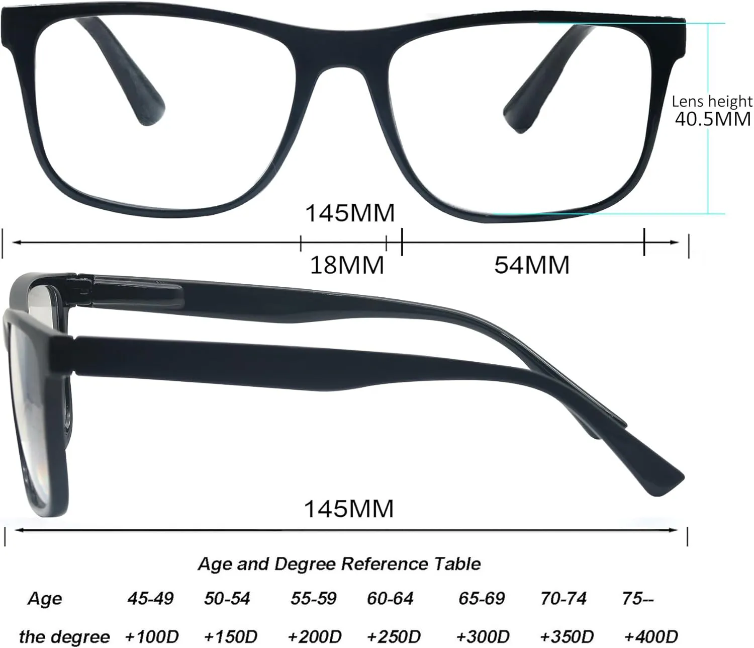 Reading Glasses 2.0 Oversized Large Square Men Readers 4 Pack,Comfort Lightweight Eyeglasses Flexible Spring Hinge