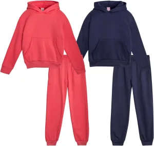 Real Love Girls' Jogger Set - 4 Piece Soft Fleece Pullover Hoodie and Jogger Pants for Toddler & Little Girls (2T-6X)