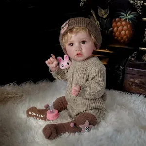 Reborn Baby Dolls Boy - 22 Inch Baby Doll Realistic Weighted Soft Vinyl Body Newdorn Baby Doll Toy Lifelike Babe muñecas para niñas with Clothes and Toy Gift for Age 3 