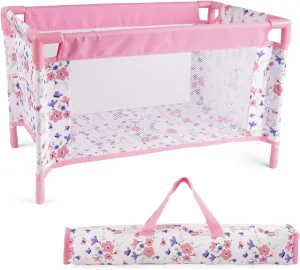 Reborn Baby Dolls Crib, Foldable Babys Doll Bed for 17-20 Inch Baby Dolls, Removable Babys Doll Playpen Toy Crib, Reborn Baby Doll Accessories with Storage Bag, Doll Pack & Kids Girl Boy Gift