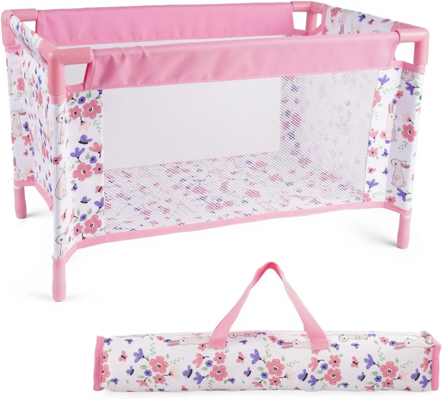 Reborn Baby Dolls Crib, Foldable Babys Doll Bed for 17-20 Inch Baby Dolls, Removable Babys Doll Playpen Toy Crib, Reborn Baby Doll Accessories with Storage Bag, Doll Pack & Kids Girl Boy Gift