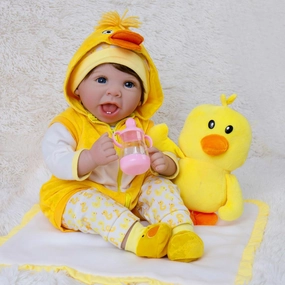 Reborn Baby Dolls, 22-Inch Realistic Newborn Baby Doll Soft Cloth Body Lifelike Baby Dolls Complete with Clothes and Toy Accessories Christmas Birthday Gift Set for Kids 3 