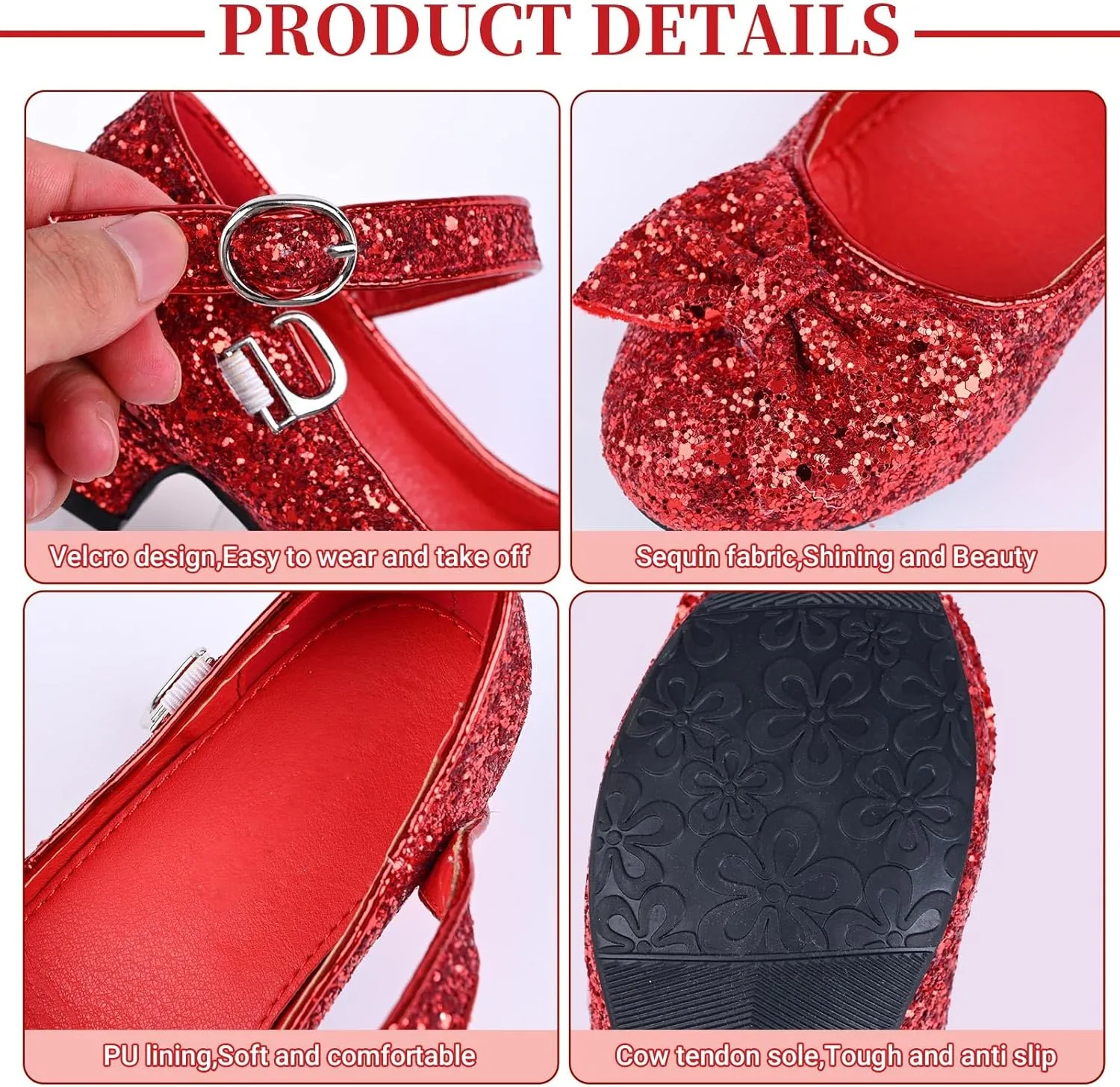 Red Glitter Shoes Socks Set for Girls Book Storybook Character Dress Accessories for Kids Toddler Halloween Dress