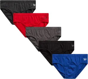 Reebok Low Rise Mens Briefs - 5 Pack Soft Cotton Underwear with Supportive Contour Pouch - Supportive Fit for Everyday Wear