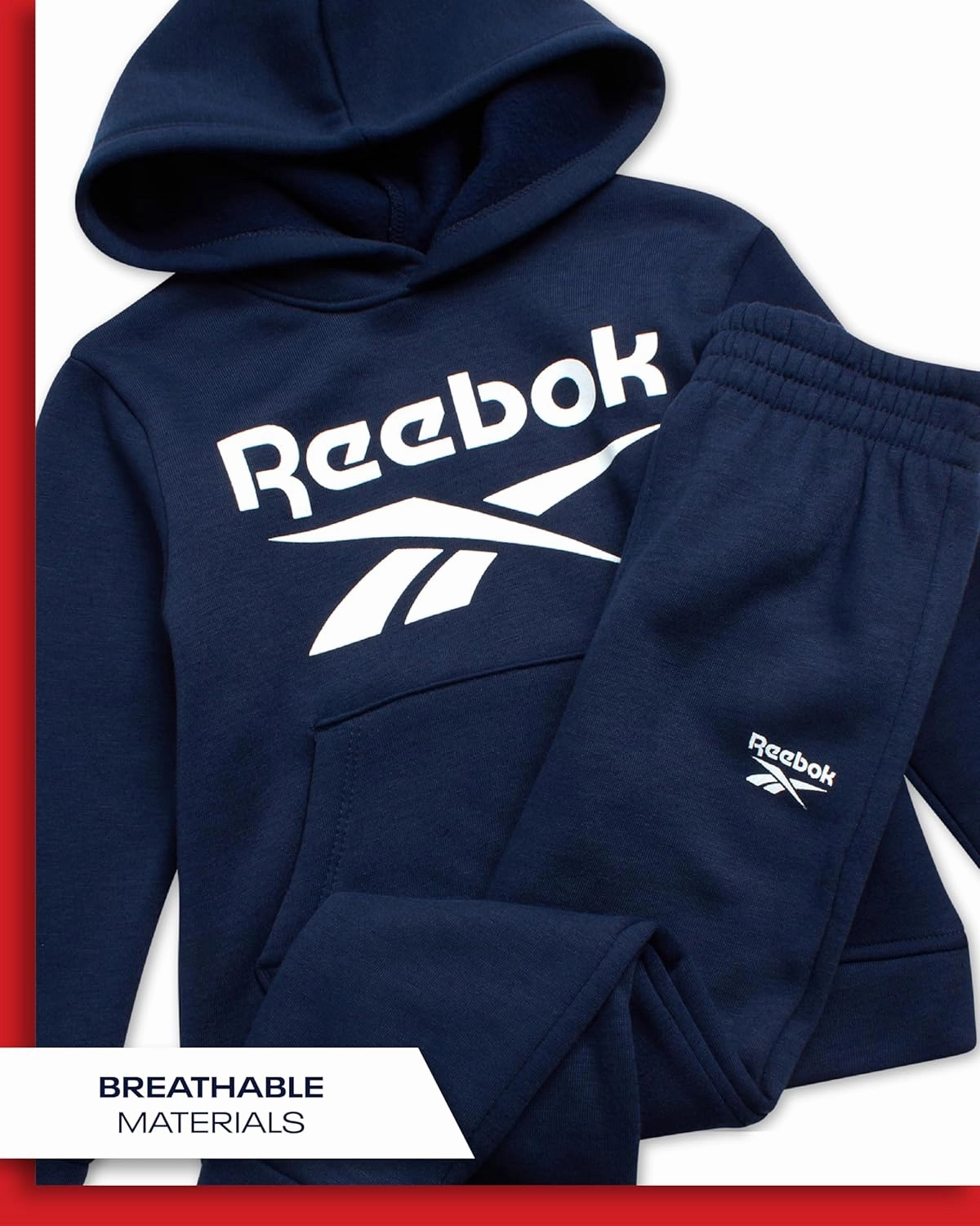 Reebok Toddler Boys' Sweatsuit Set - 2 Piece Active Fleece Hoodie Sweatshirt and Jogger Sweatpants Set for Boys (Sizes: 2T-7)
