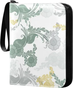 Retro Colorful Flowers Texture Card Binder 4 Pocket, Fits 400 Cards,Trading Card Binder with Sleeves, Waterproof Sports Card Binder with Zip Collectible Trading Card Albums for Collectible Game Cards