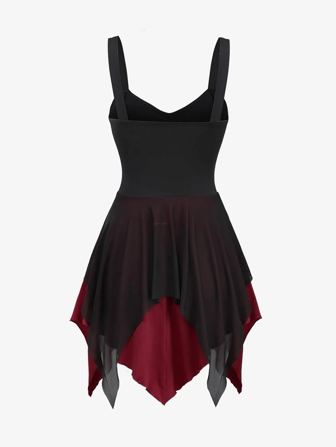 Retro Womens Dress Vampire Backless Sleeveless Gothic Lace-up D-Ring Backless Vintage Punk Mini Dress