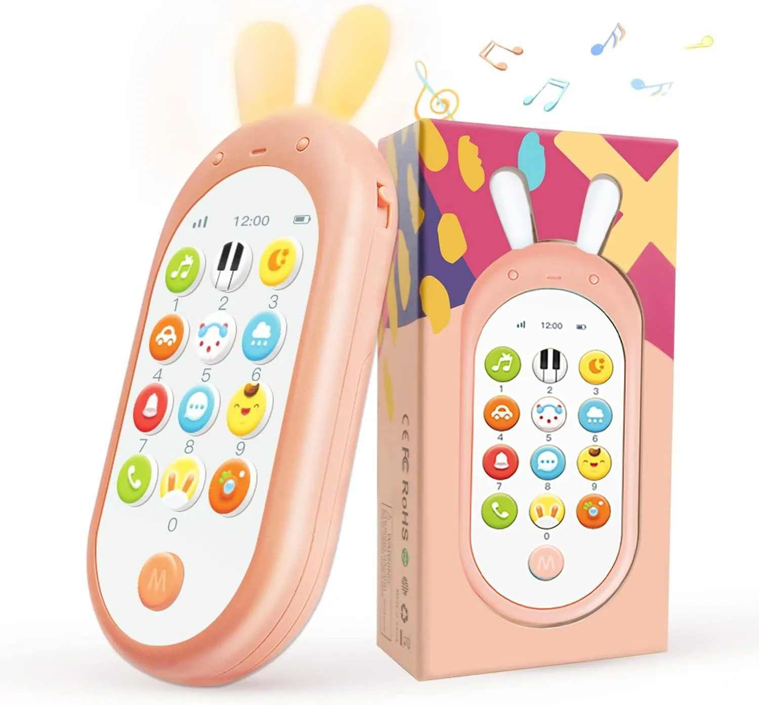 Richgv 1 Year Old Girl Birthday Gift, Baby Cell Phone Toy Sensory Learning Toys with 12 Functions, Baby Girl Toys 6 to 12 Months Multi Sound Effects with Light Teething Toys for Babies Infants