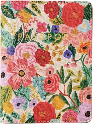 RIFLE PAPER CO. Garden Party Passport Holder, Travel Essentials for Women, Card and Passport Anti Theft Wallet, Sized to Fit All Standard Passports, 5.5" L x 4.25" W (Closed)