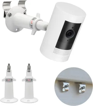 Ring Camera Vinyl Siding Wall Mounts No Drill 360 Degree Adjustable, Compatible with Ring Stick up Cam & Ring Outdoor Cam Plus (2Pack White)