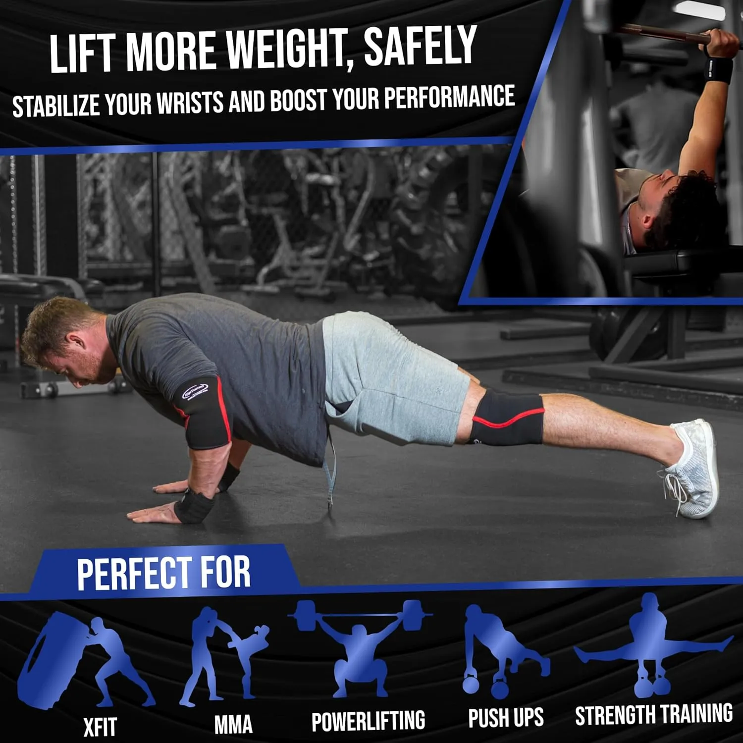 Rip Toned 18” Wrist Wraps - Wrist Straps for Weightlifting - Lift Better, Protect Wrist Pain - Adjustable, Durable, Machine Washable - Wrist Wraps for Weightlifting - USPA Endorsed for Men & Women