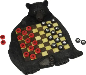 Rivers Edge Products Rivers Edge Products Checkerboard Set with 28 Checkers - Decorative, Rustic Checker Board for Fun Game Night, Cabin, Lodge - Hunting-Inspired Tabletop Home Decor or Gift - Bear